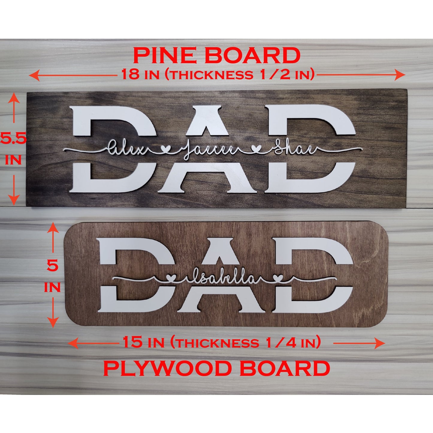 Dad Wood Sign with Kids Names