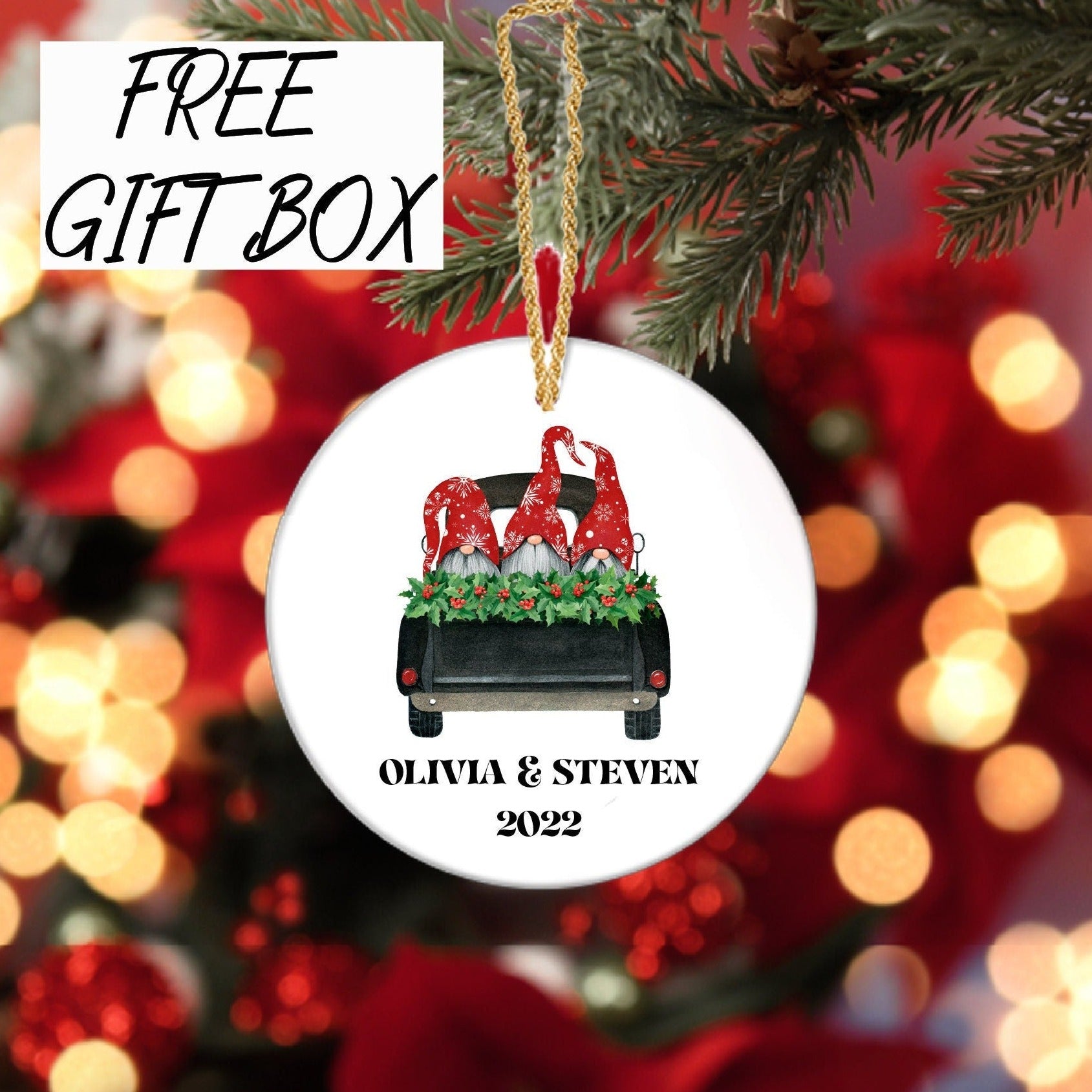 Personalized Gnome Christmas Ornament