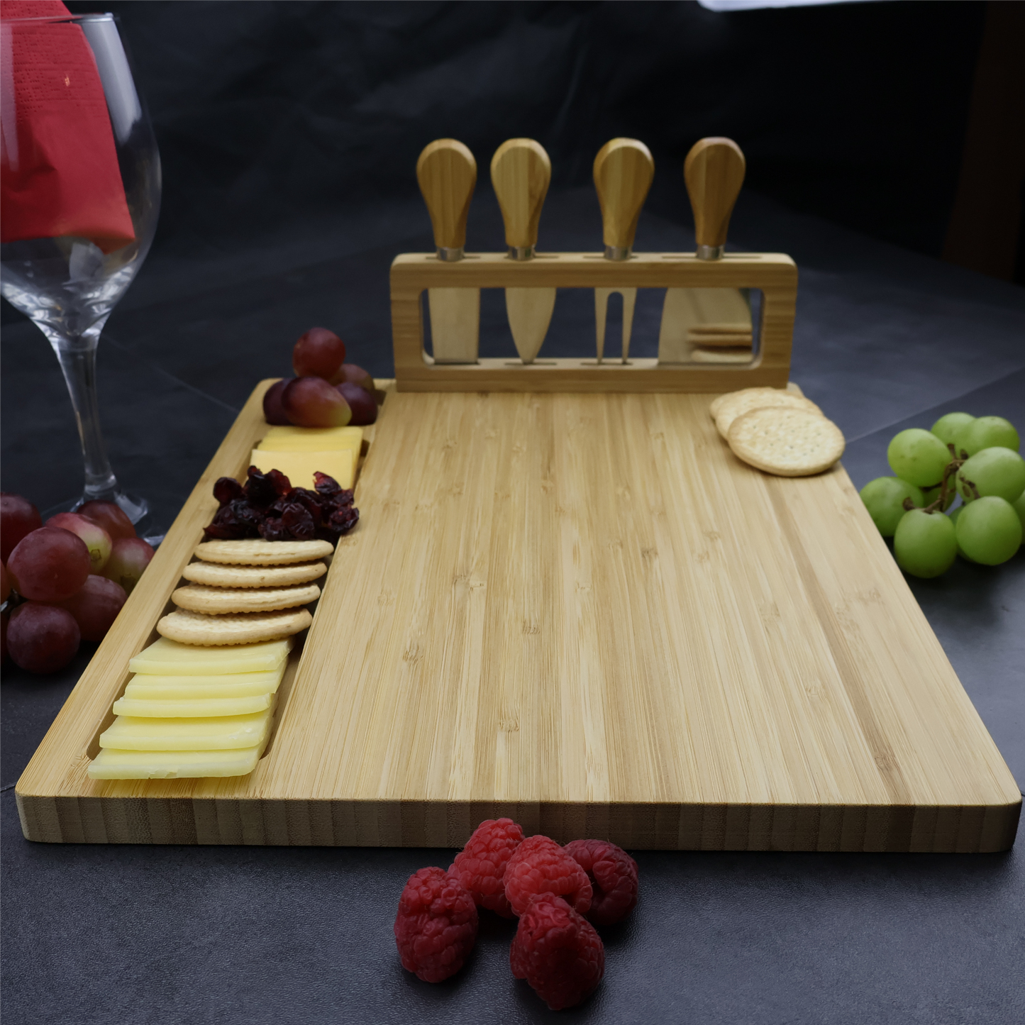 Custom Engraved Charcuterie Board and Utensil Set