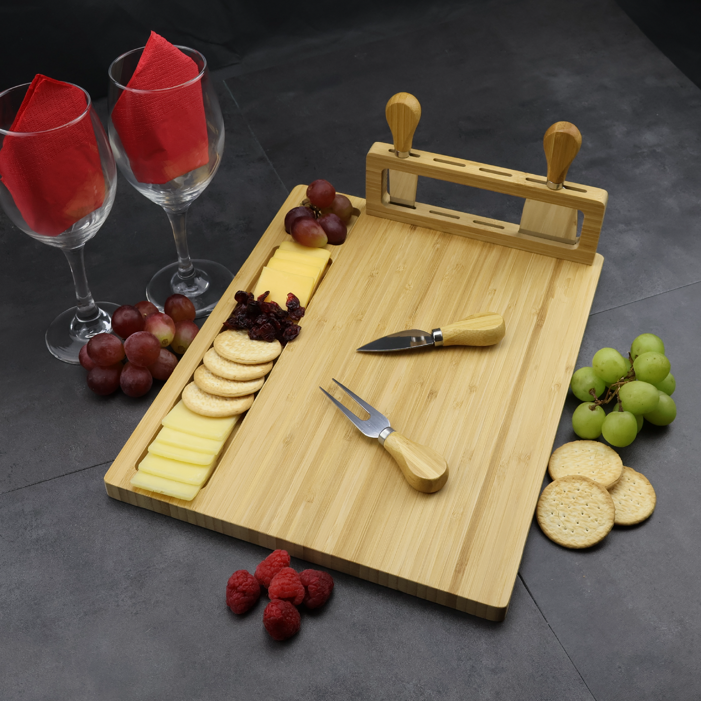 Custom Engraved Charcuterie Board and Utensil Set