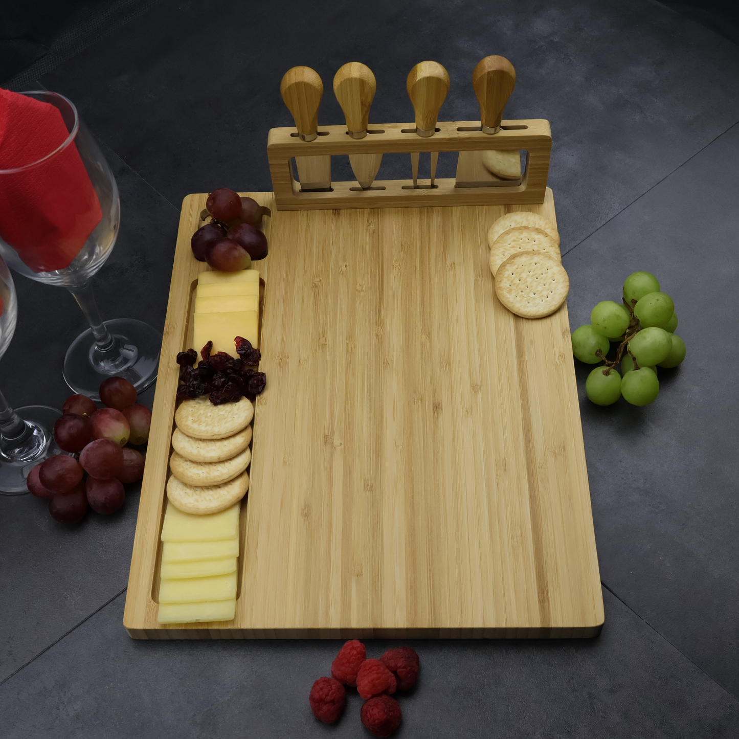 Custom Engraved Charcuterie Board and Utensil Set