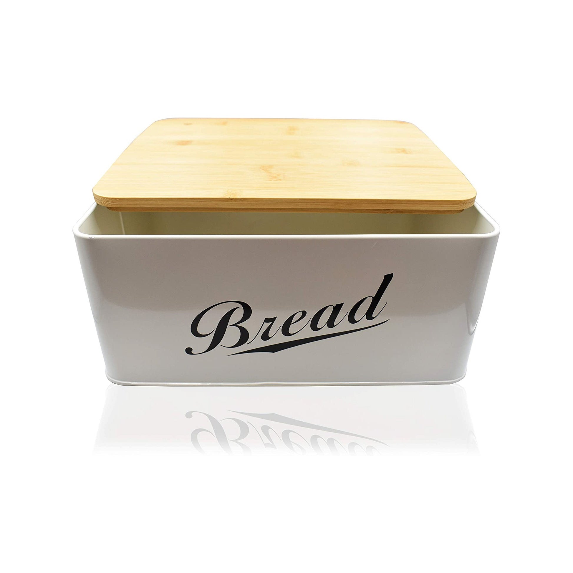 Personalized Modern Metal Bread Box with Bamboo Lid