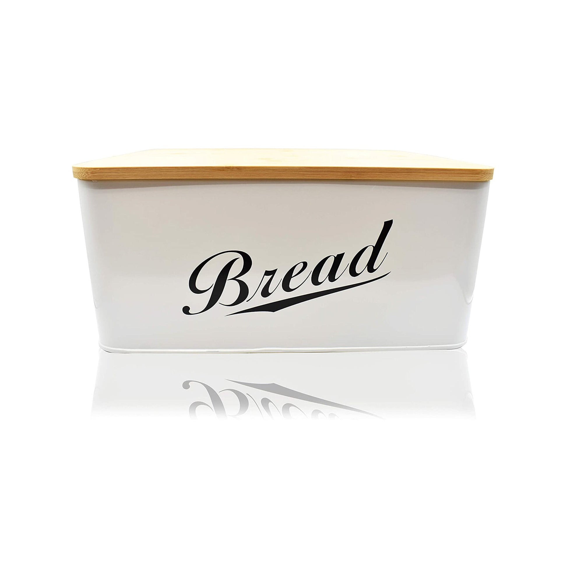 Personalized Modern Metal Bread Box with Bamboo Lid