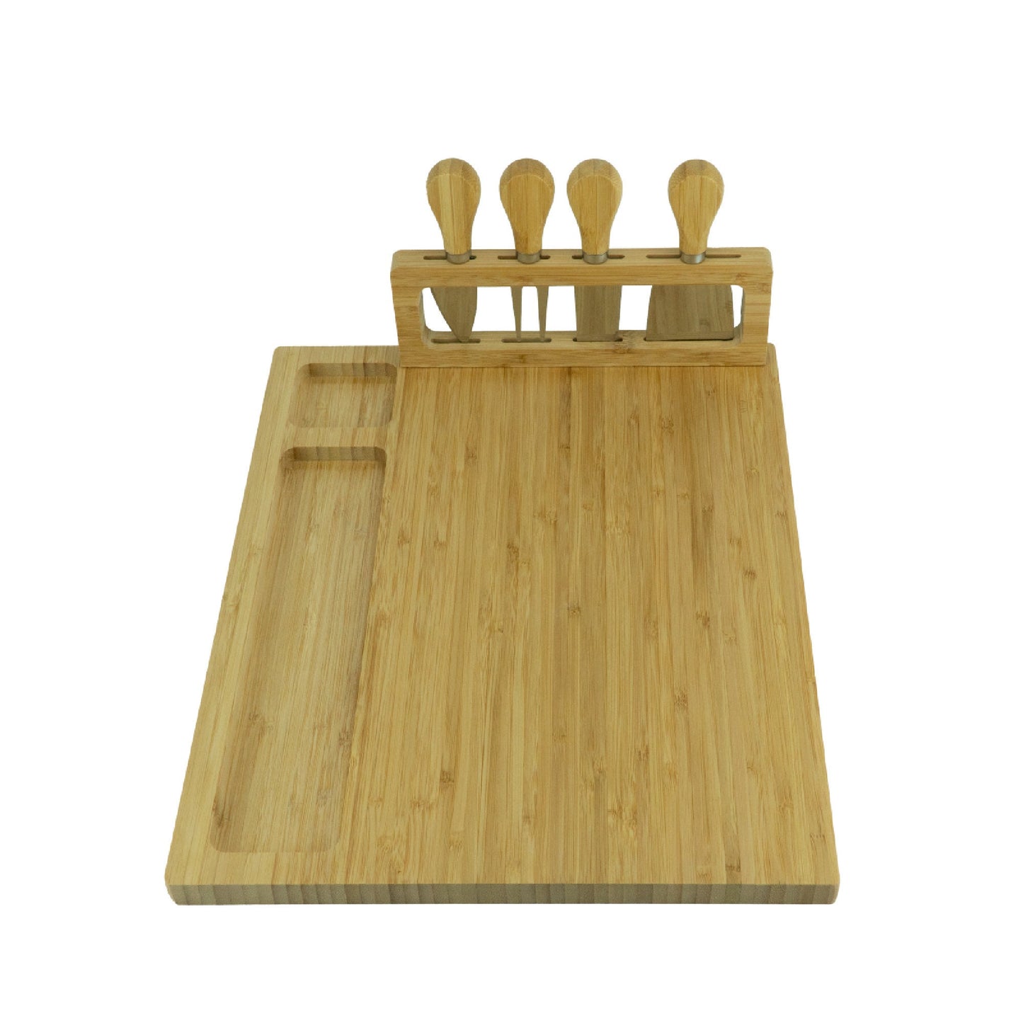 Bamboo Cheese Board Serving Tray and Knife Set