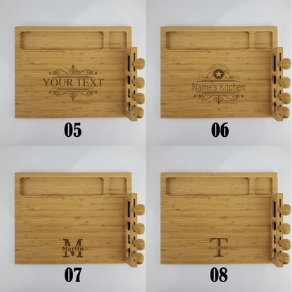 Personalized Charcuterie Board and Utensil Set