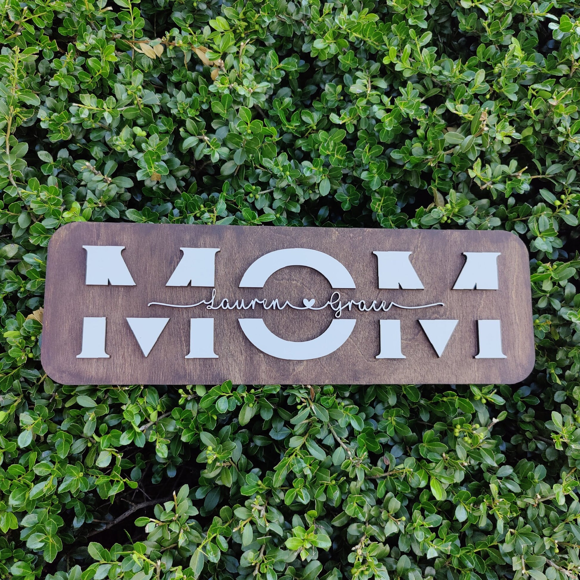 Mom Wood Sign with Kids' Names