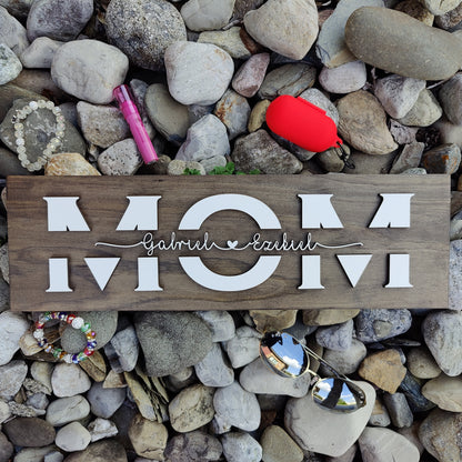 Mom Wood Sign with Kid's Names