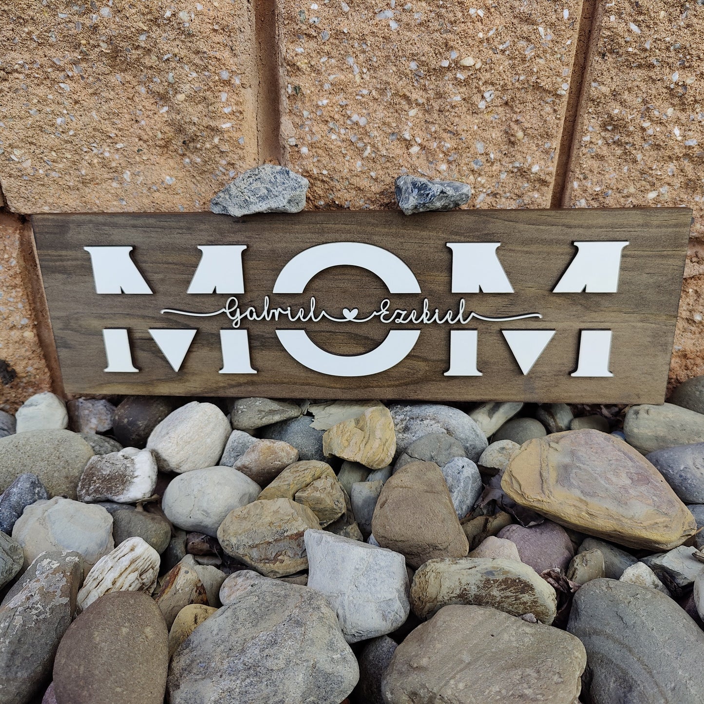 Mom Wood Sign with Kid's Names