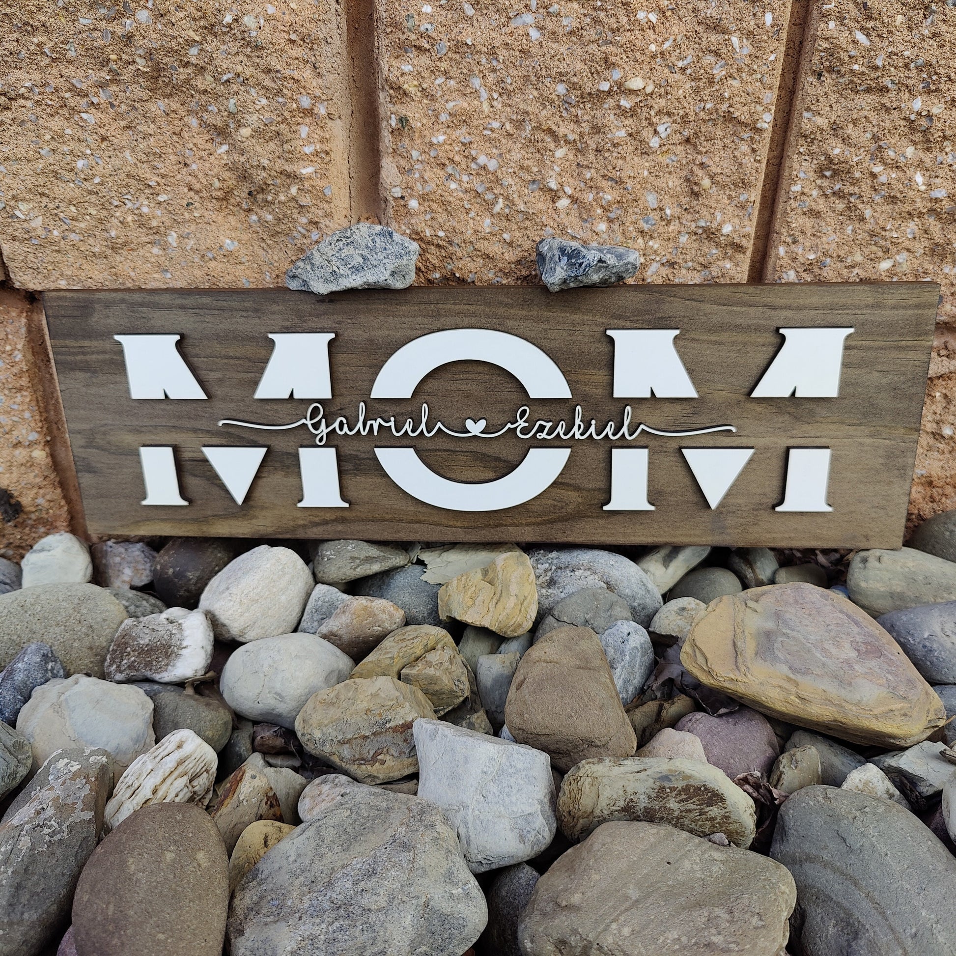 Mom Wood Sign with Kid's Names