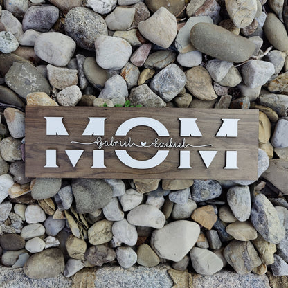 Mom Wood Sign with Kid's Names