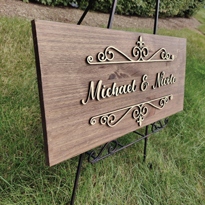 Custom Couple Name Sign, Wooden