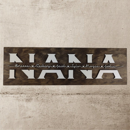 NANA Wood Sign with Kids' Names