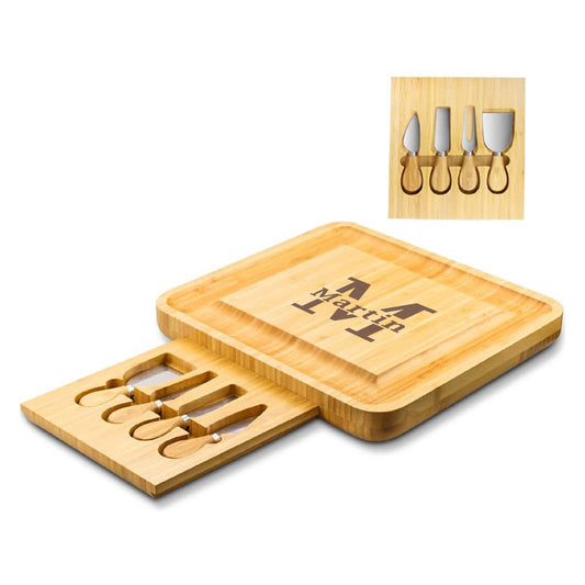 Personalized Charcuterie Board Set With 4 Knives for Crackers