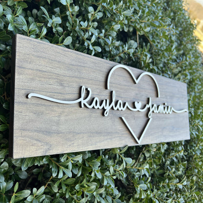 Personalized Couple Name Sign with Heart