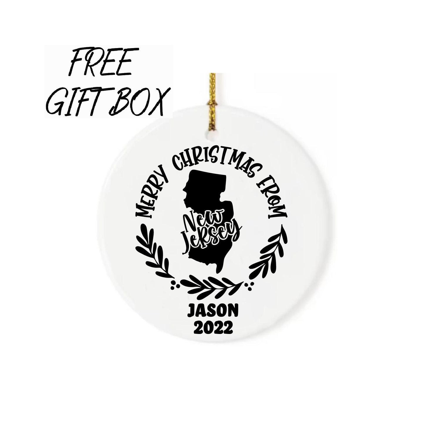 Custom 50 States Christmas Ornament 2022