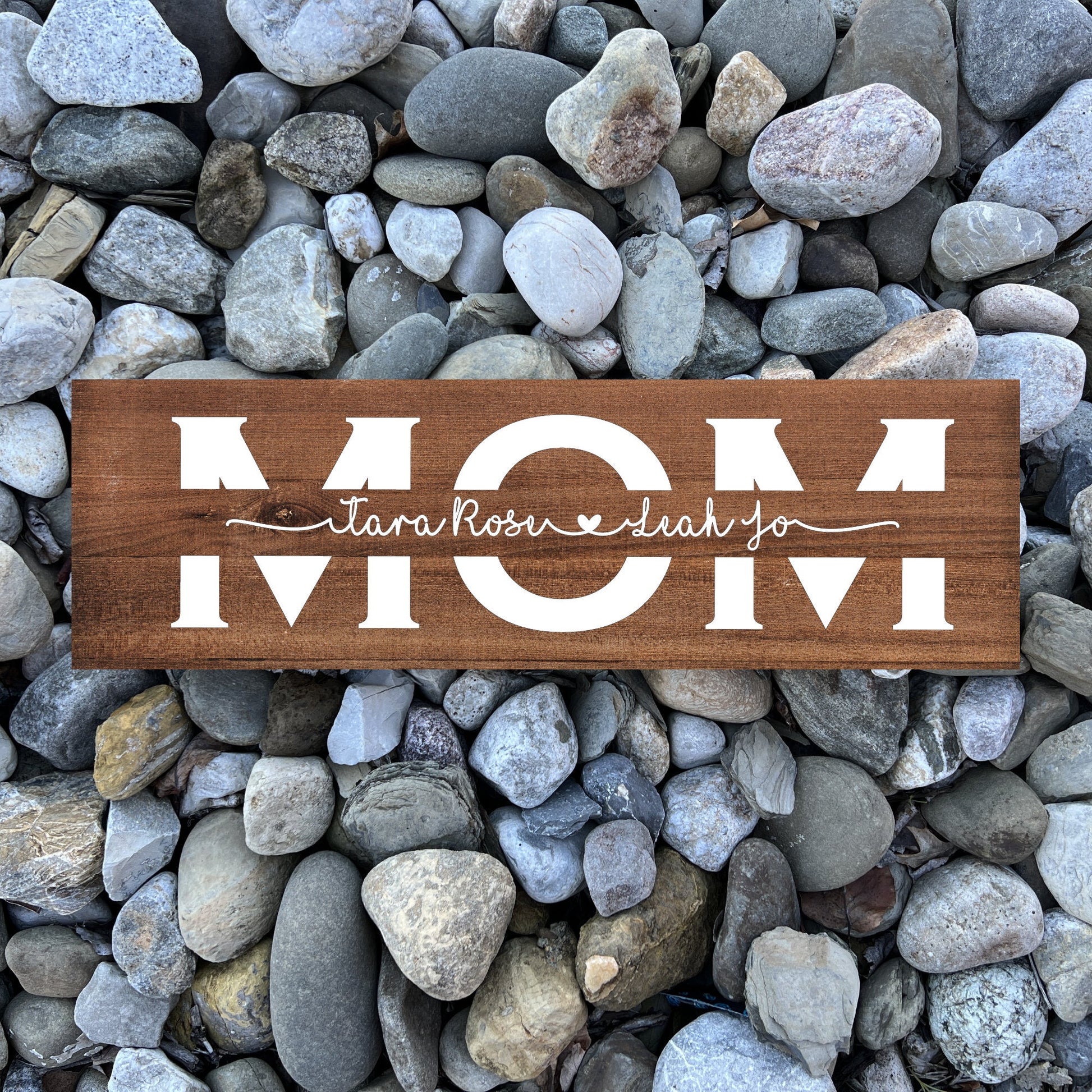 Mom Wood Sign with Kids' Names