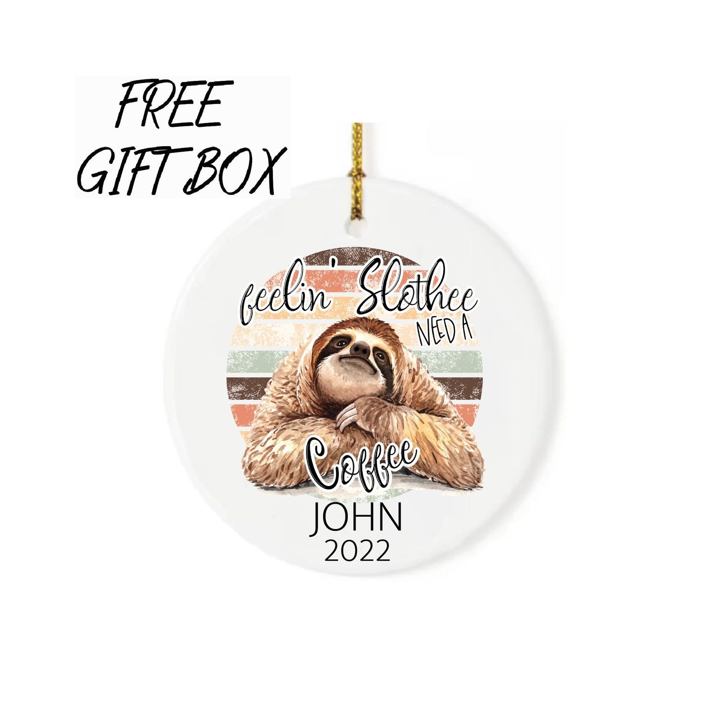 Custom Sloth Christmas Ornament, Lazy Sloth