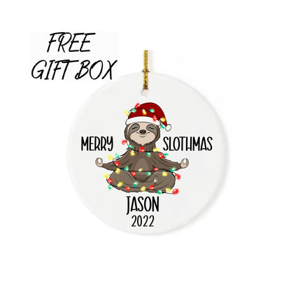 Custom Sloth Christmas Ornament, Merry Slothmas