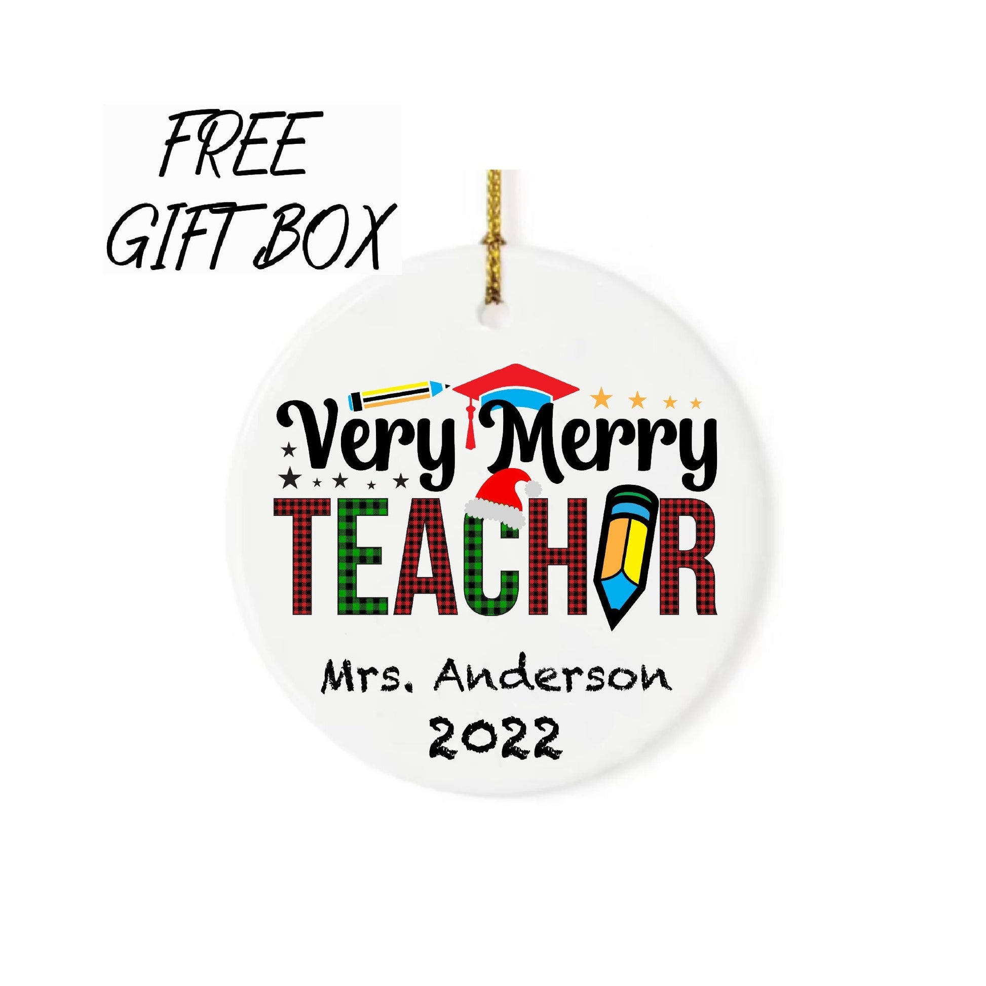 Personalized A Very Merry Teacher Ornament